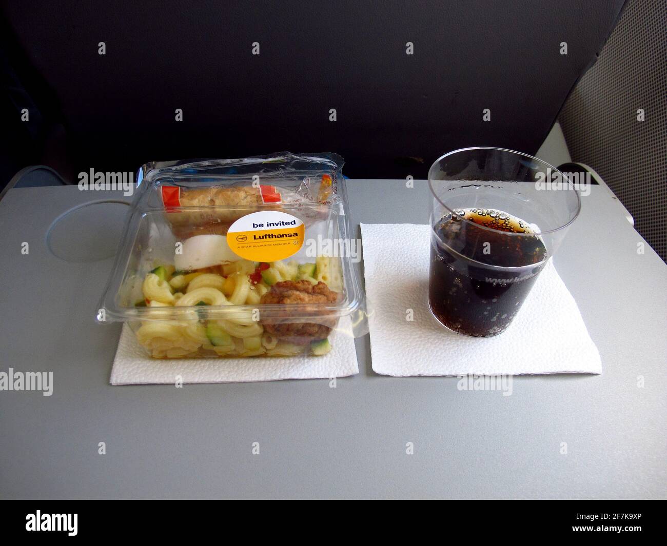 The food on the airplane of lufthansa, airline Stock Photo Alamy