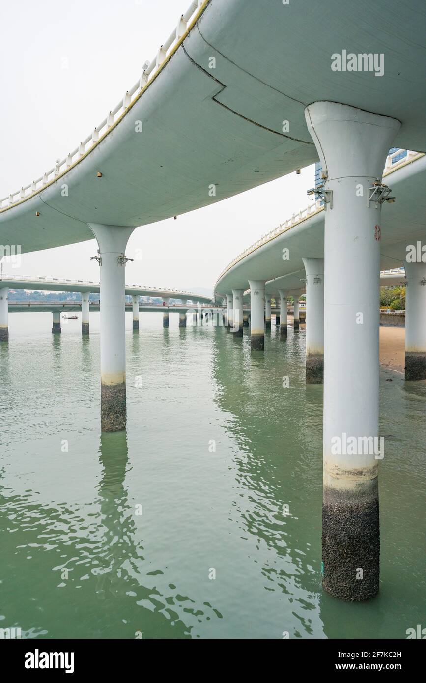 Yanwu bridge, a modern road bridge over sea in Xiamen, China. Stock Photo