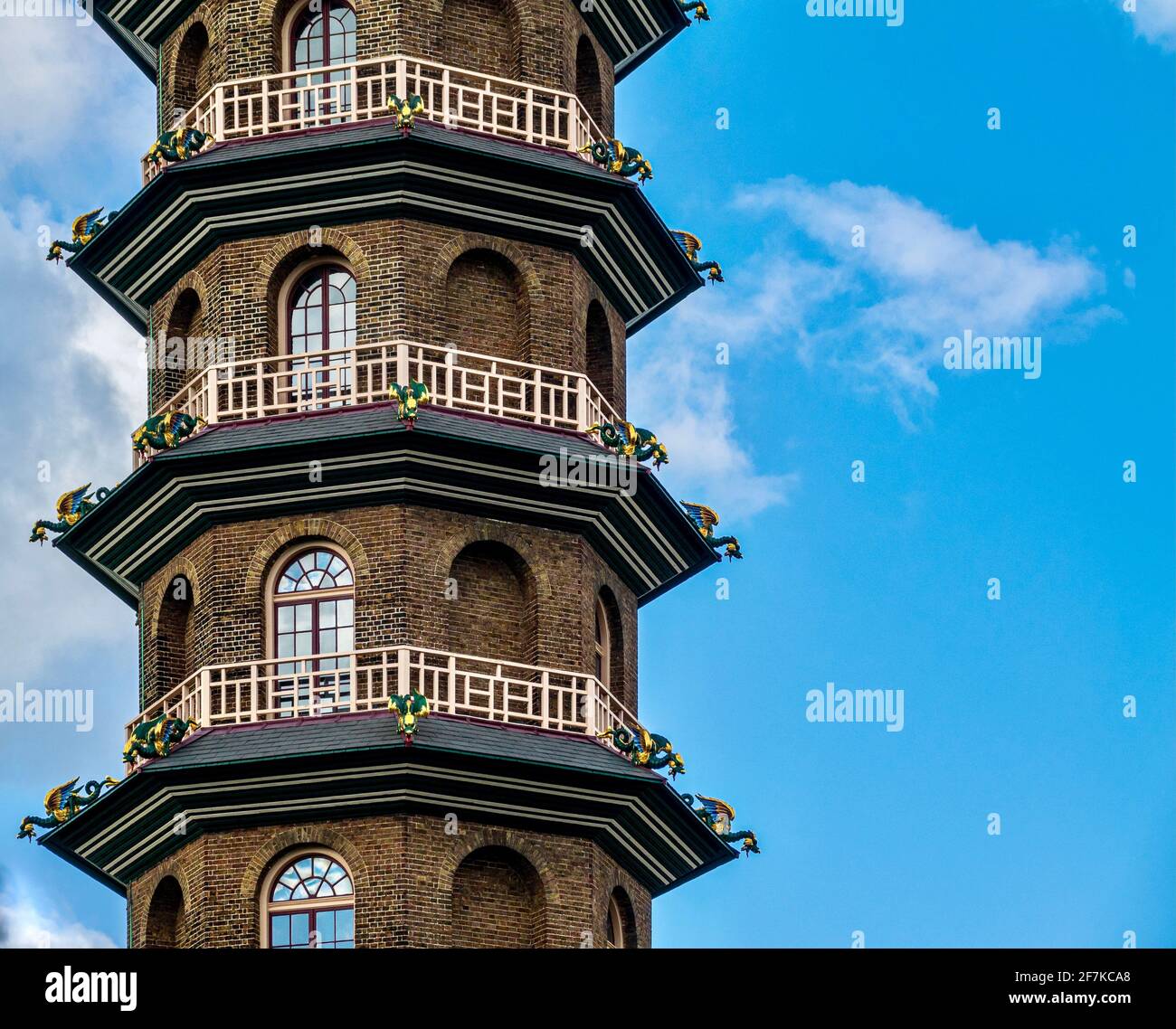 The Great Pagoda, a Chinese monument within Kew Gardens, London, designed by Sir William Chambers. Stock Photo