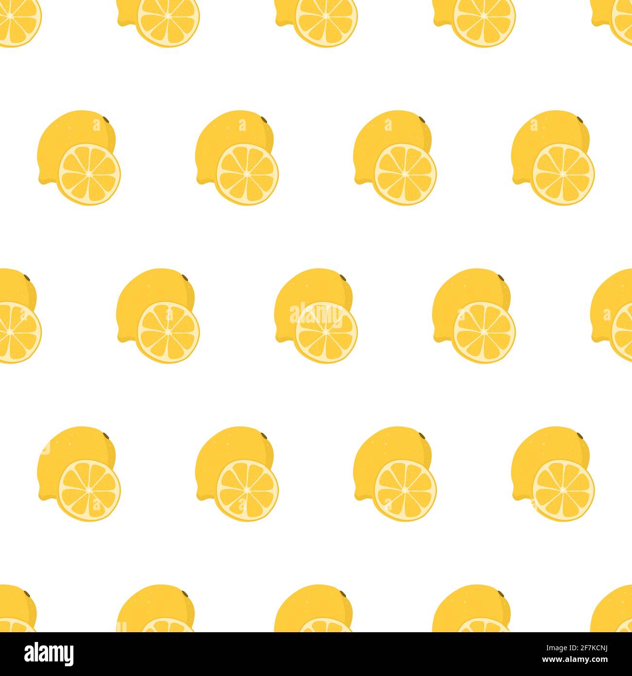 Hand drawn seamless pattern with whole and sliced lemon. Stock Vector