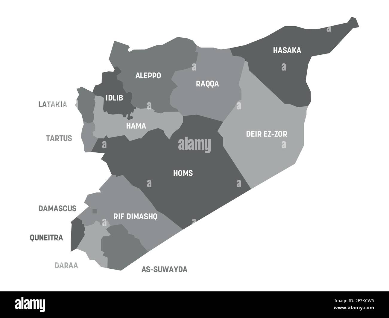 Syria political map of governorates Stock Vector