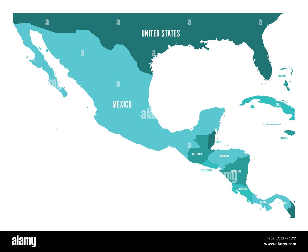 Mexico And Central America Map Political Map Of Central America And Mexico In Four Shades Of Turquoise  Blue. Simple Flat Vector Illustration Stock Vector Image & Art - Alamy