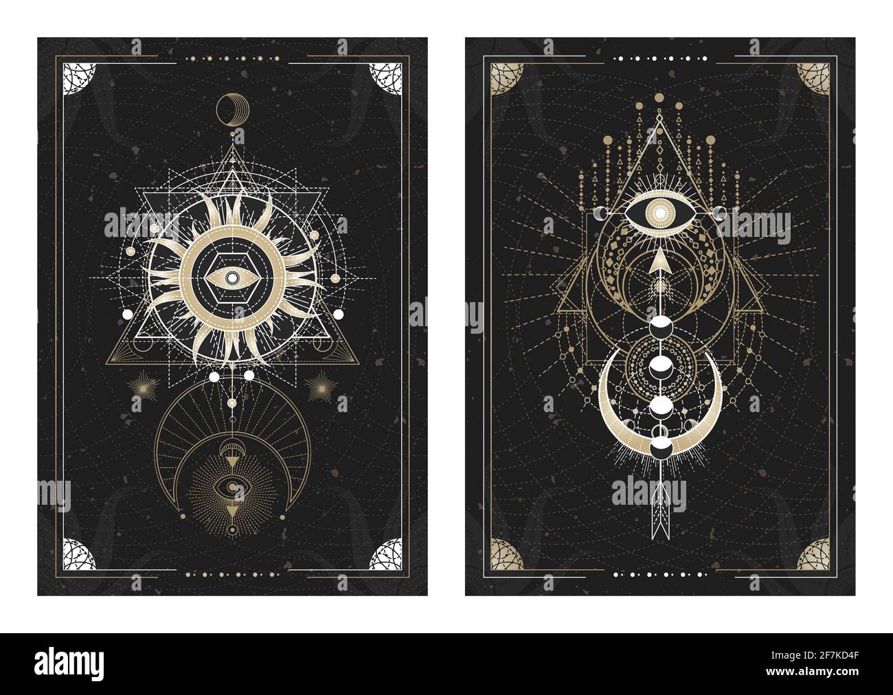 Vector Dark Illustrations With Sacred Geometry Symbols Grunge Textures And Frames Images In Black White And Gold Vector Dark Illustrations With S Stock Vector Image Art Alamy