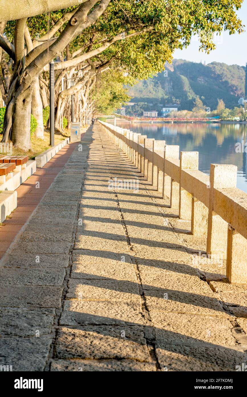 Inside view of a city park in Xiamen, China. Stock Photo