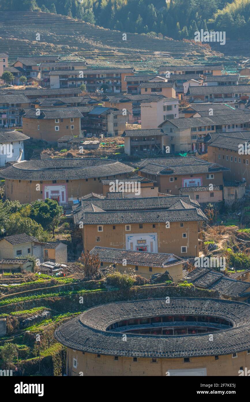 Tulou, a traditional Chinese architecture in Fujian province, China. Stock Photo