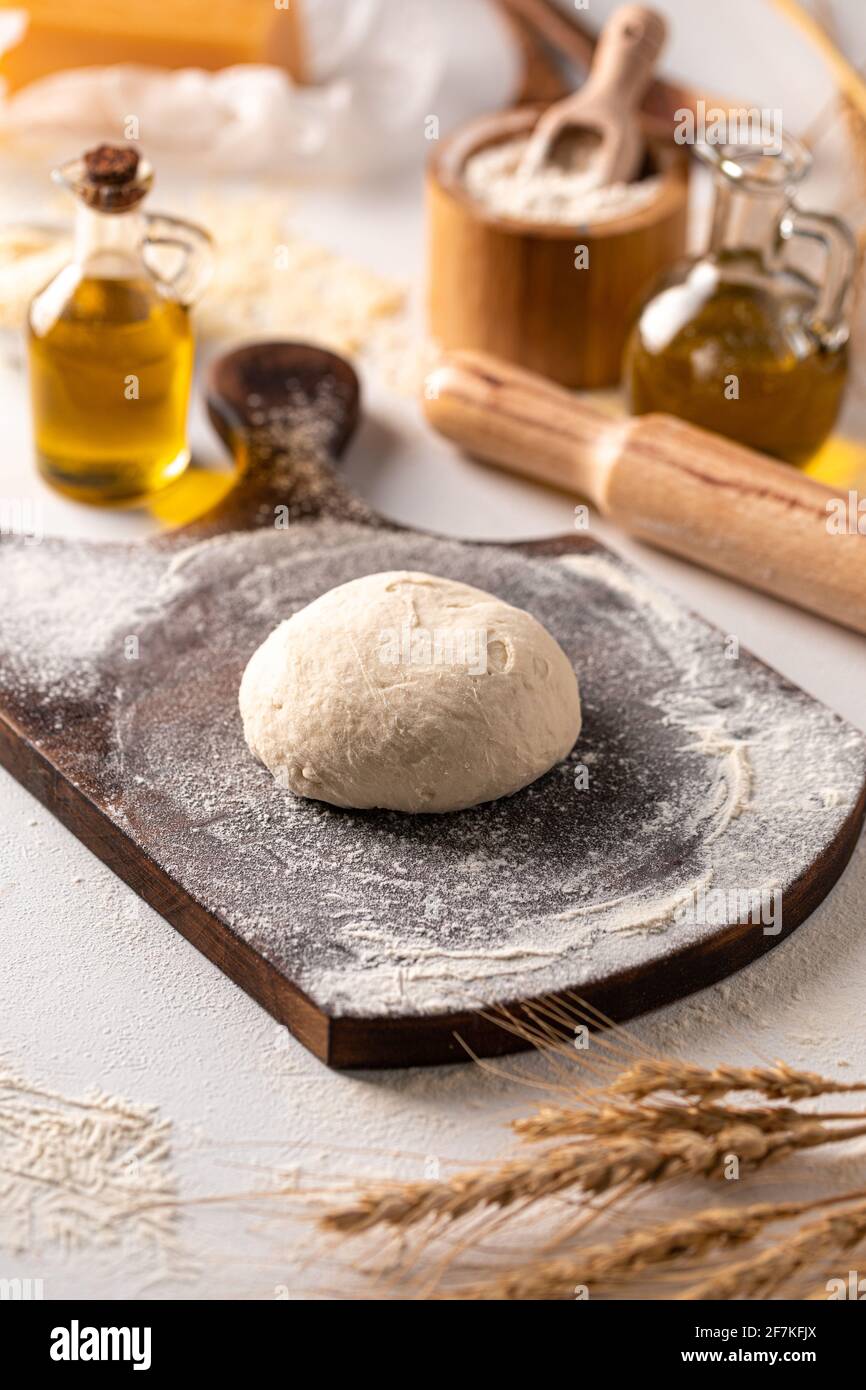 Preparation of dough for kneading pizza cooking Stock Photo Alamy