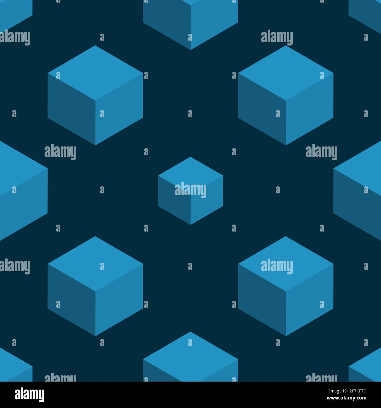 Blue cubes seamless pattern vector illustration. Geometric shapes ...