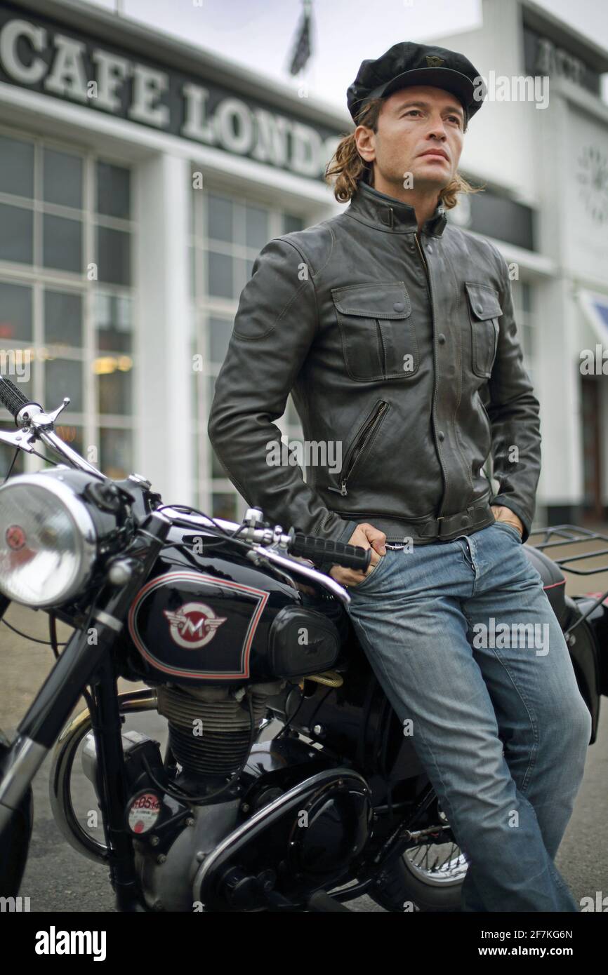 Michele Malenotti the former owner of British label Belstaff and now  control motorcycle brand Matchless at the Ace Cafe in London, UK Stock  Photo - Alamy