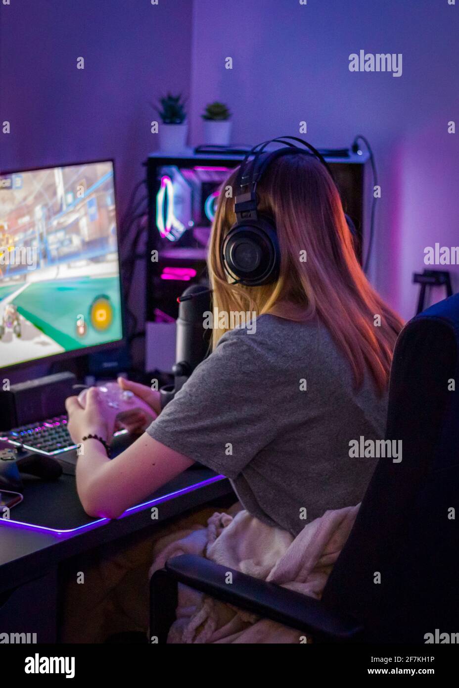 Asian Cute Girl Streaming Play Game Online Using Controller and Talking  with Fan Club from Microphone and Headset in Gamer Neon Stock Photo - Image  of internet, cheerful: 282549384