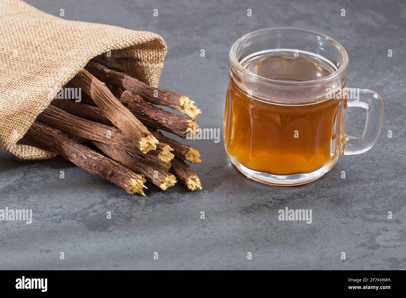 Licorice cup of tea Glycyrrhiza glabra. Licorice root has medicinal