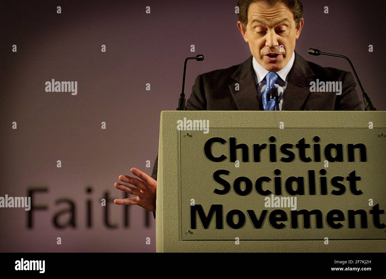 TONY BLAIR SPEAKING AT 'FAITH AND POLITICS' MARCH 2001 IN WESTMINSTER