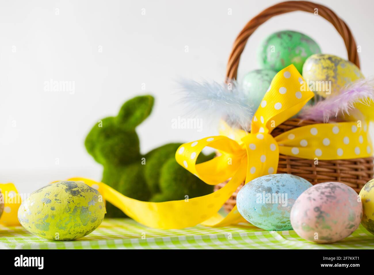 Happy Easter. Congratulatory easter background. Background with copy space. Selective focus. Horizontal. Stock Photo