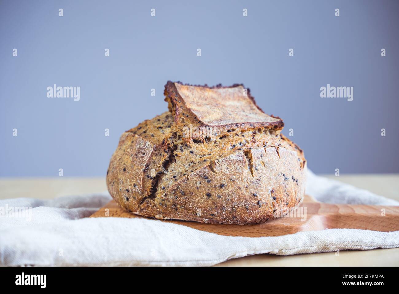 Sourdough artisan bread loaf of traditional Homemade rye starter Stock Photo