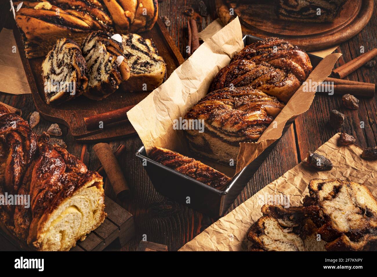 Babka sweet braided bread Stock Photo
