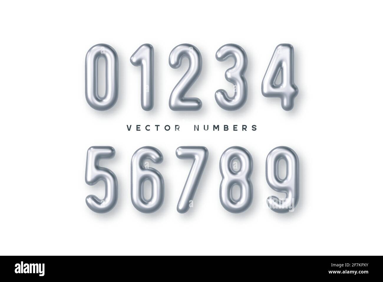 Silver numbers vector set. Stock Vector