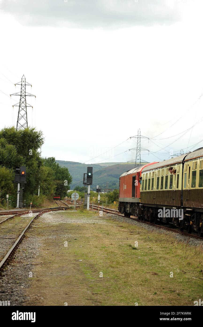 60039 at Margam yard with the 'Taffy Tug 2 Railtour'. Stock Photo