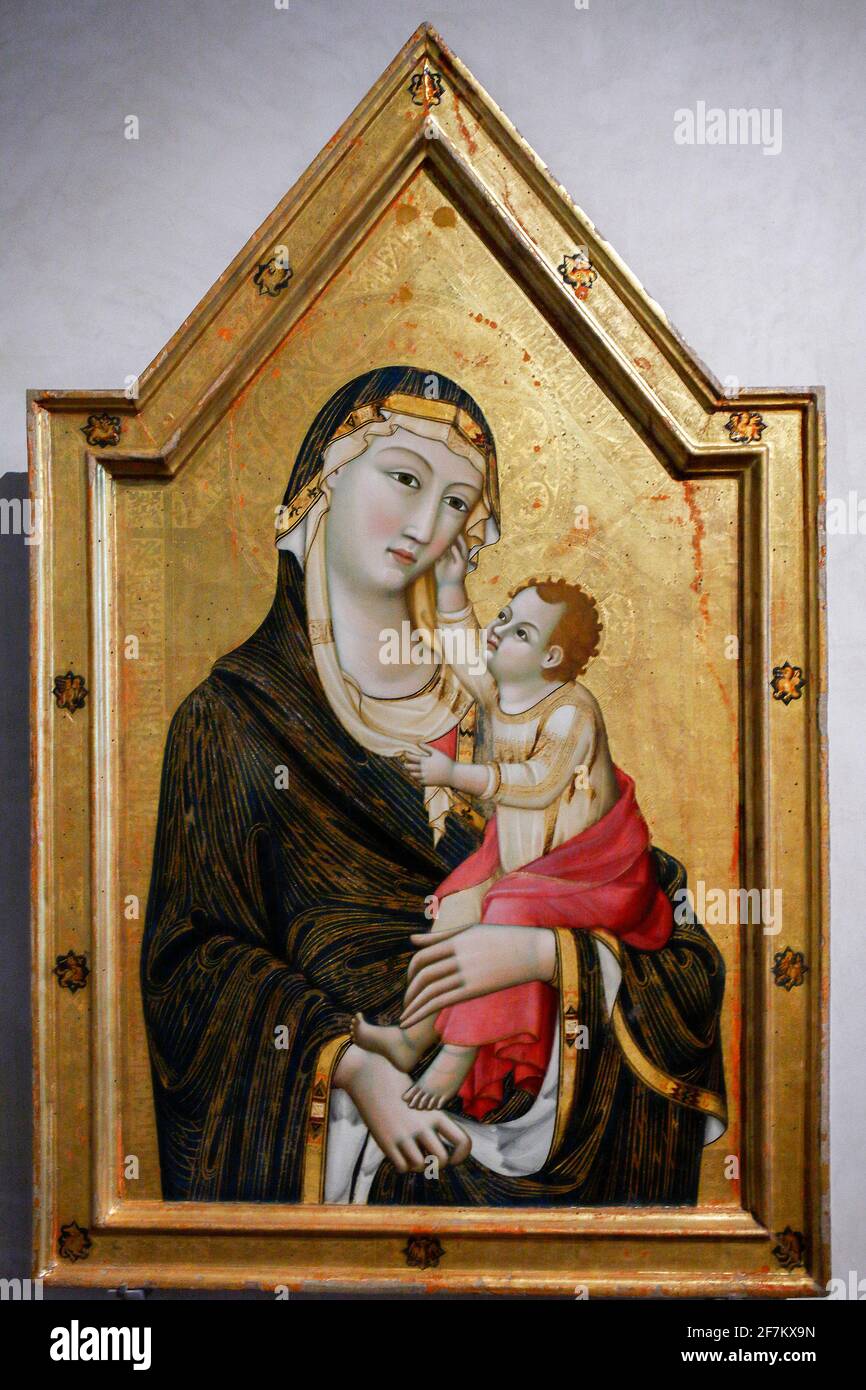 Italy Umbria Perugia: National gallery of Umbria  - Meo di Guido da Siena - Madonna with Child Stock Photo