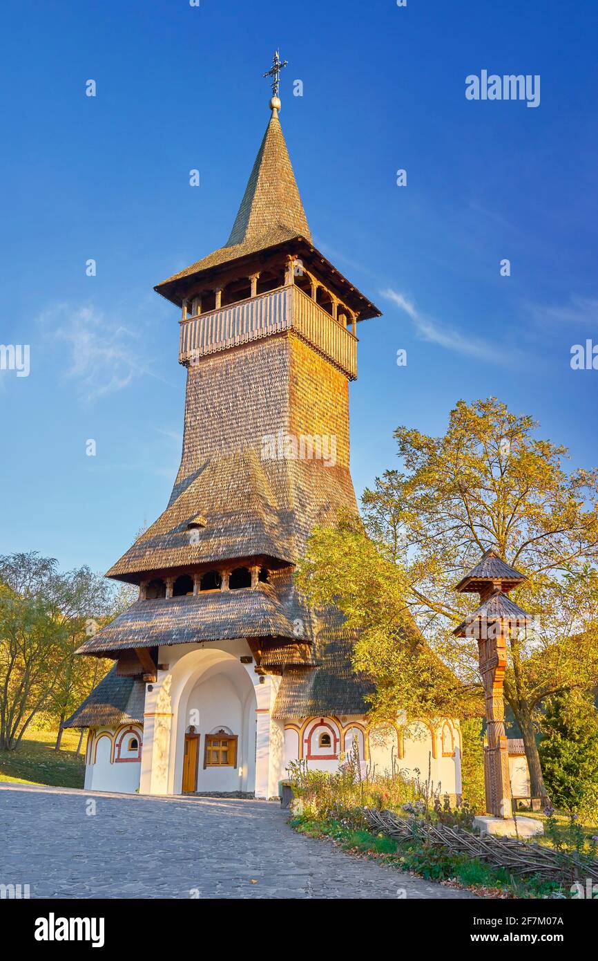 Barsana Monastery, Maramures, Romania, UNESCO Stock Photo