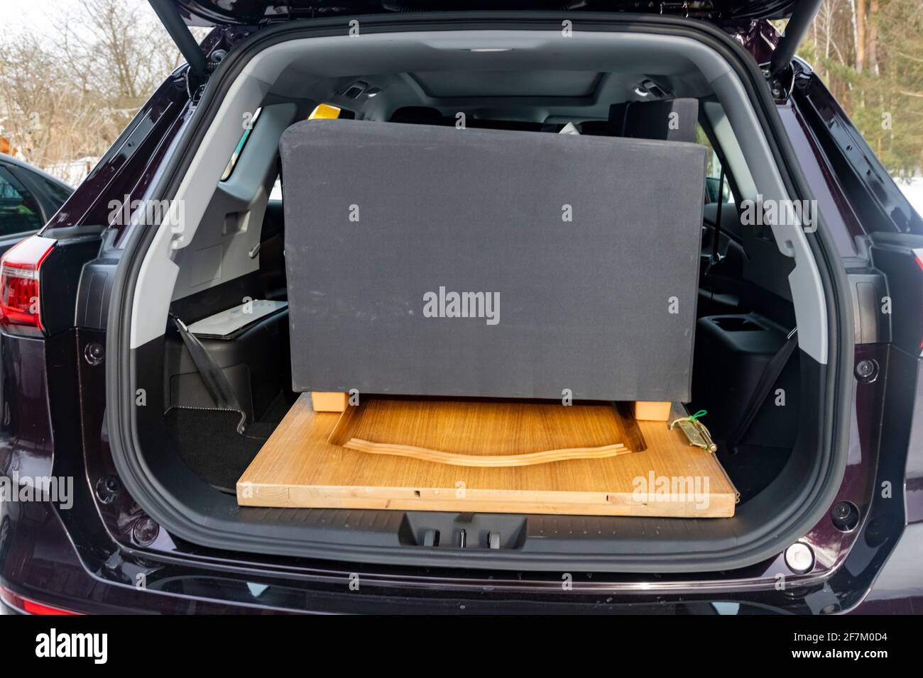 old furniture in the passenger car. SUV large trunk volume. no people Stock Photo Alamy