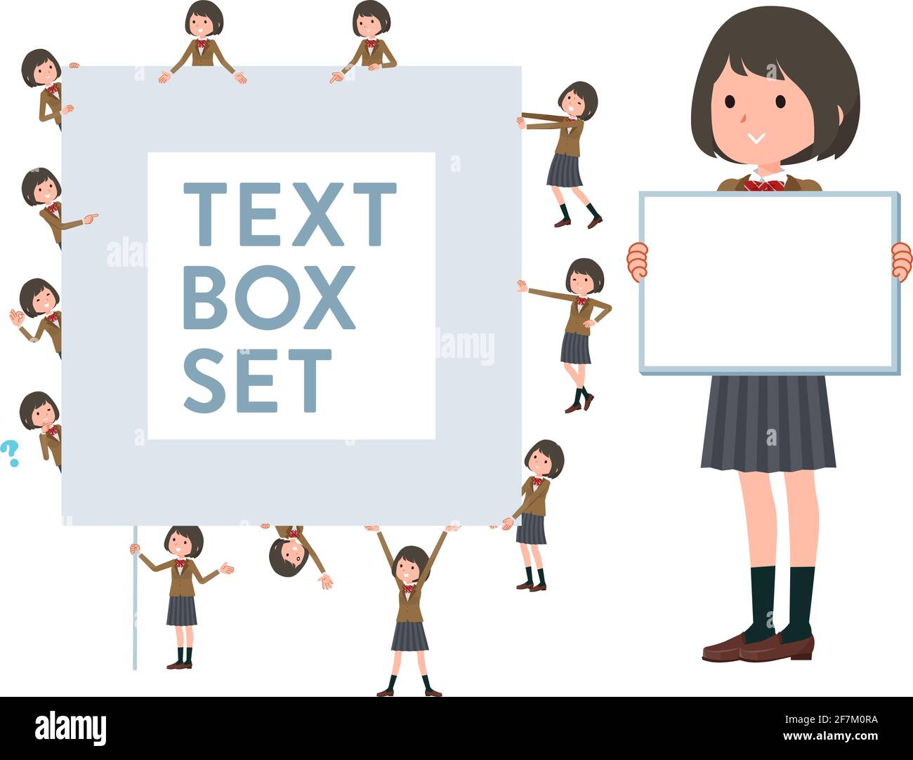 A set of schoolgirl with a message board.Since each is divided, you can move it freely.It's vector art so easy to edit. Stock Vector