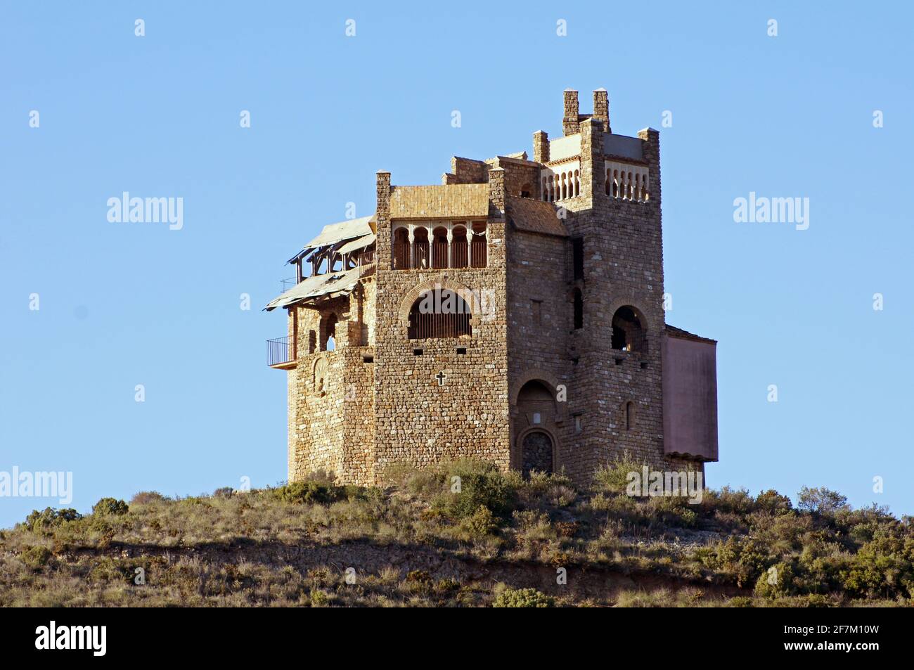Andalucia in Spain: the castillo at Alhaurin el Grande. Actually a 20th century structure to disguise a water tank Stock Photo