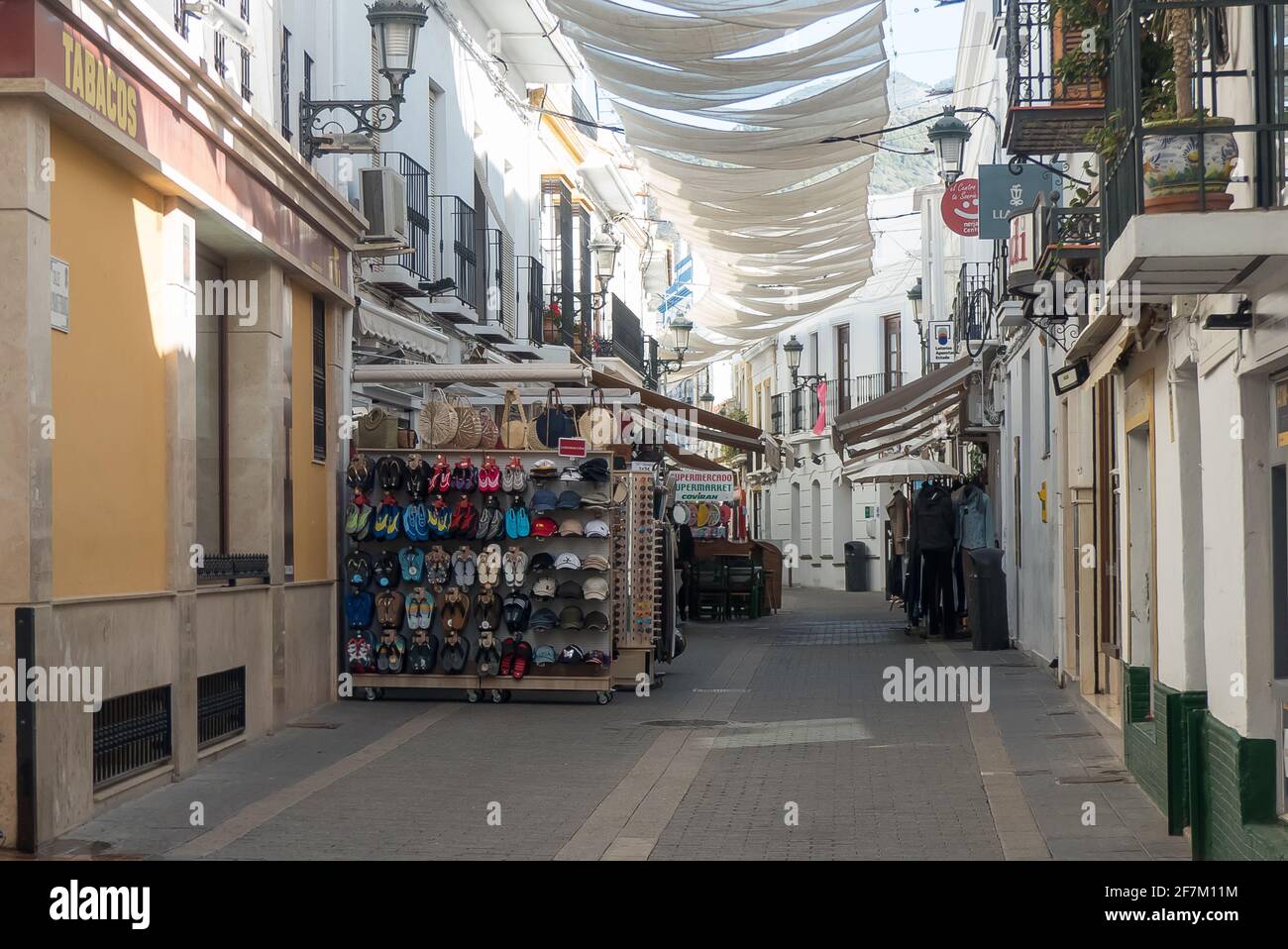 Andalucia in Spain: Nerja's relatively empty streets during the Coranavirus pandemic Stock Photo