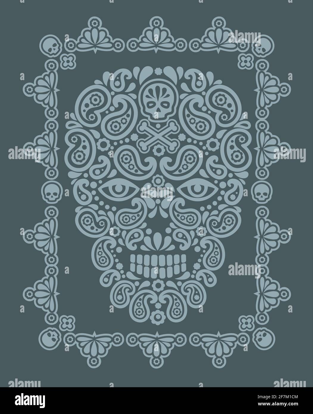 skull and paisley, vintage design t shirts Stock Vector