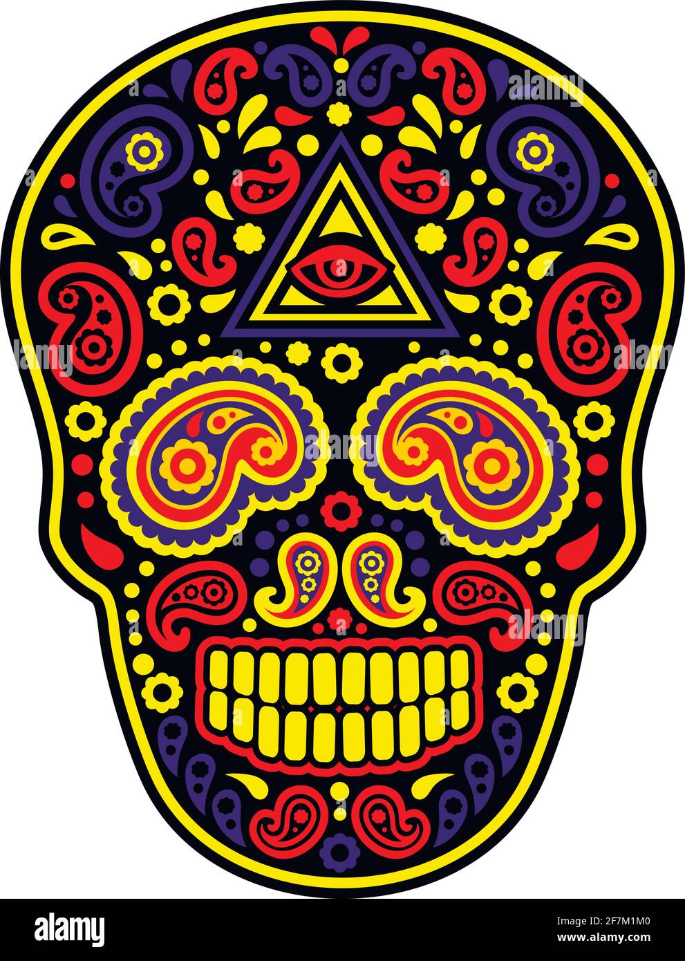 skull and paisley, vintage design t shirts Stock Vector
