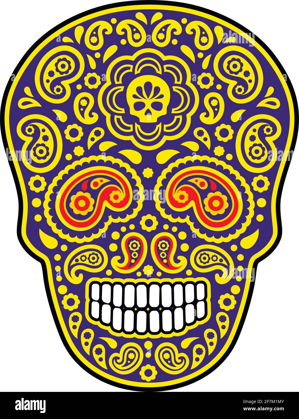 skull and paisley, vintage design t shirts Stock Vector