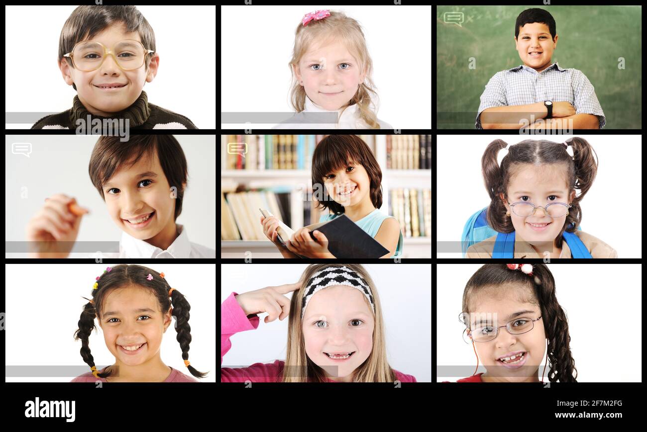 Childen having online school distance learning today Stock Photo