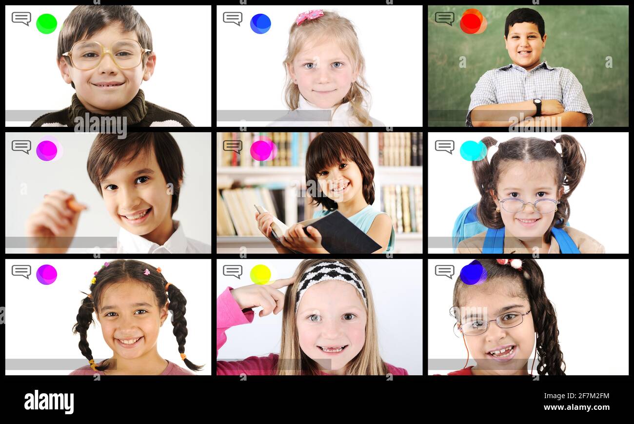 Childen having online school distance learning today Stock Photo