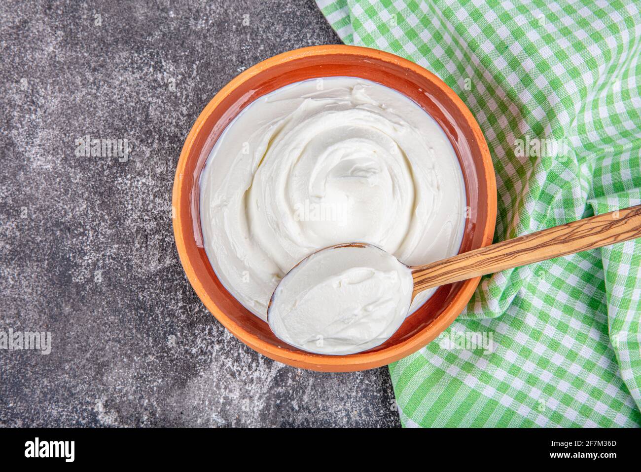 Turkish And Greek Traditional Dairy Food Yogurt Or Strained Yogurt In Casserole With Concept Wooden Background Stock Photo Alamy