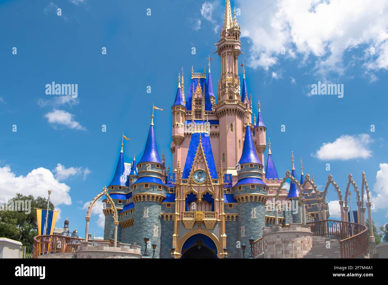 Orlando, Florida. August 04, 2020. Partial view of Cinderella Castle at ...