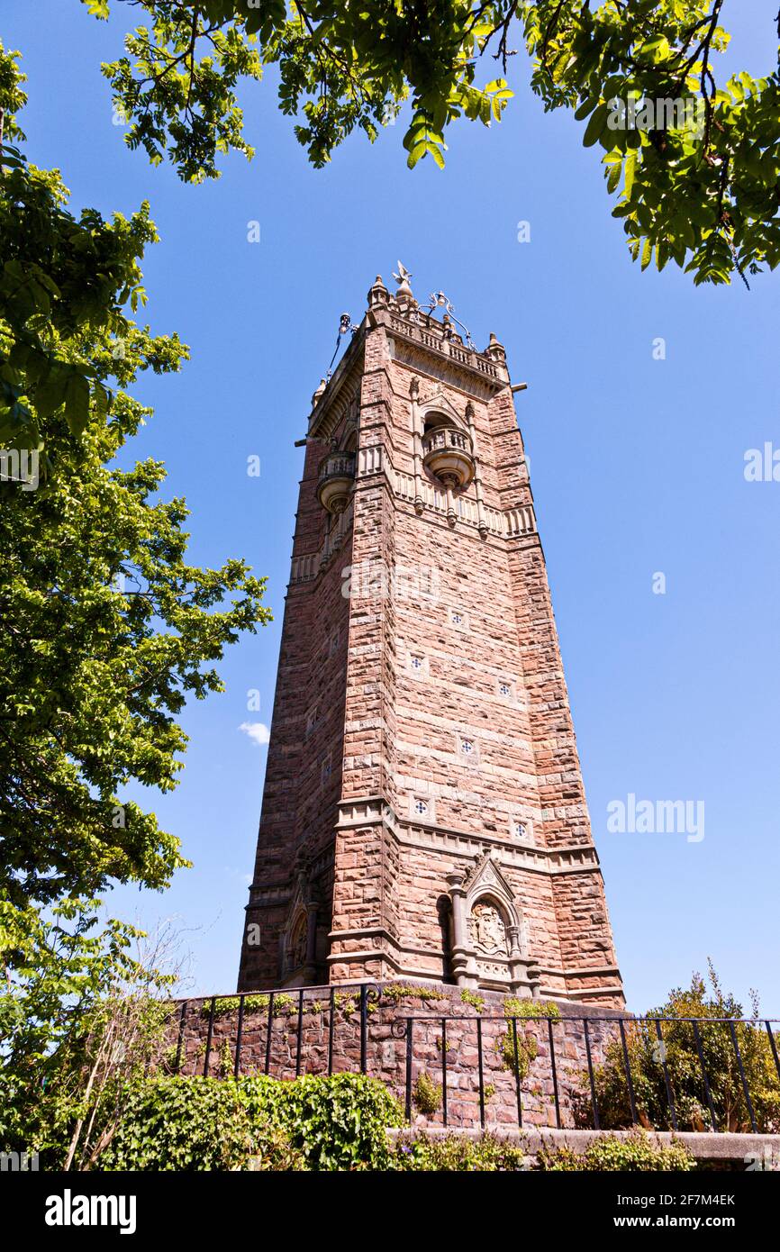 Cabot Tower in Brandon Hill Park, Bristol UK – The 105 foot tower was built in 1897 to commemorate the voyage of the explorer John Cabot from Bristol Stock Photo