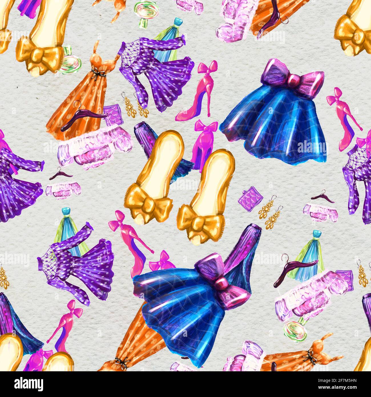 Fashion seamless pattern. Watercolor hand drawn background Stock Photo ...