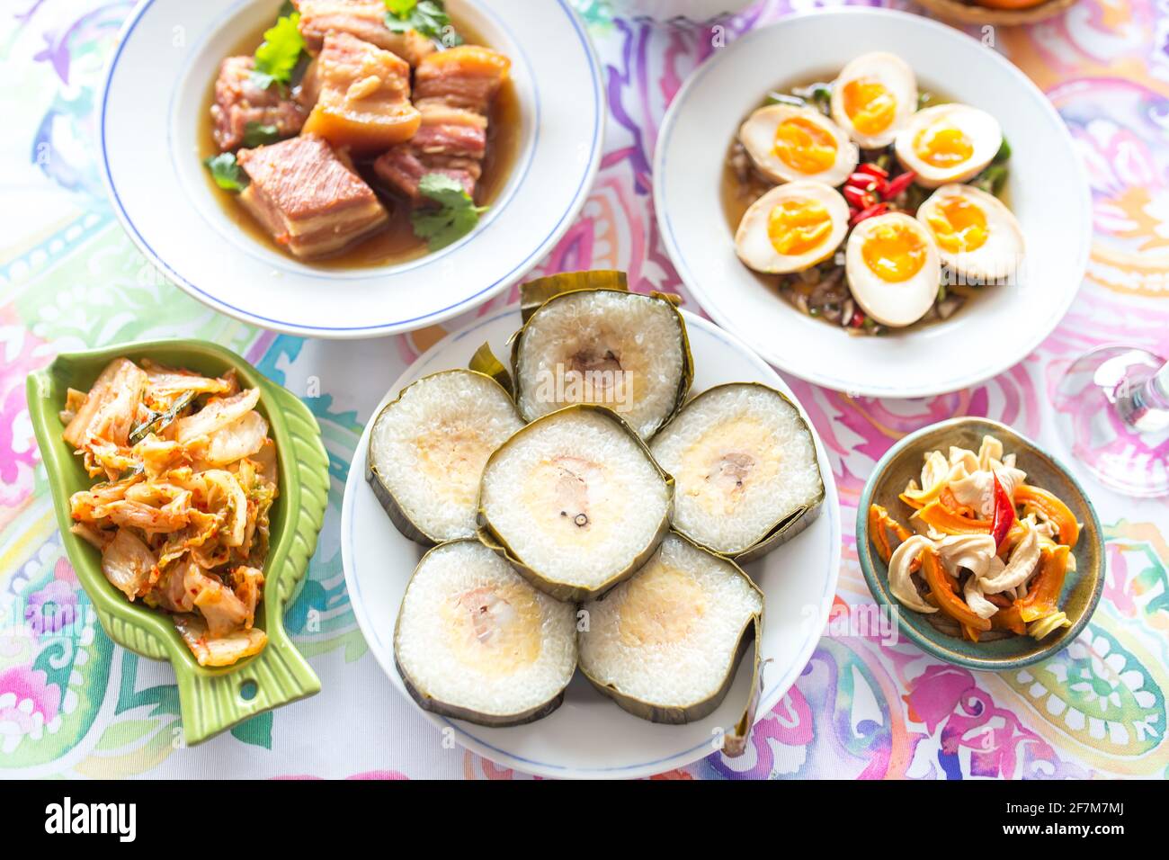 Asian family lunch set in Lunar New Year days Stock Photo