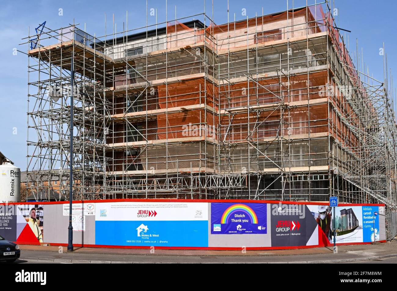 Barry, Wales March 2021 New block of social housing flats being