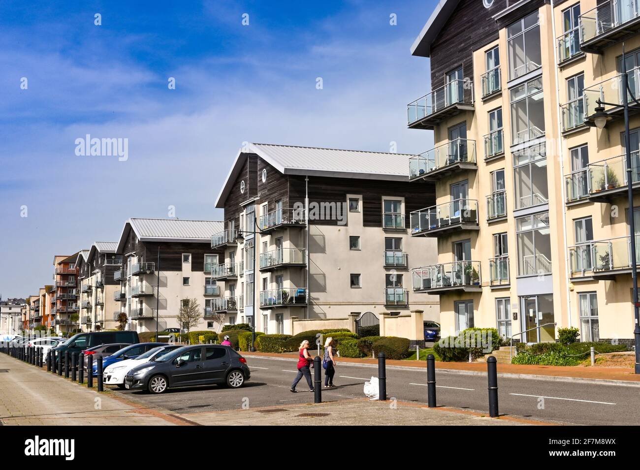 Barry, Wales March 2021 Flats in a new housing development on land around the old docks in