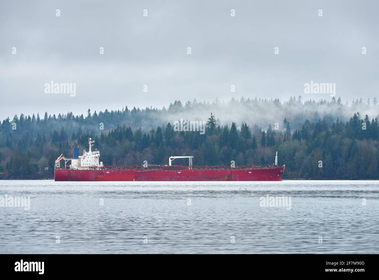 Oil Tanker and Mist. An oil tanker anchored in a misty Burrard Inlet