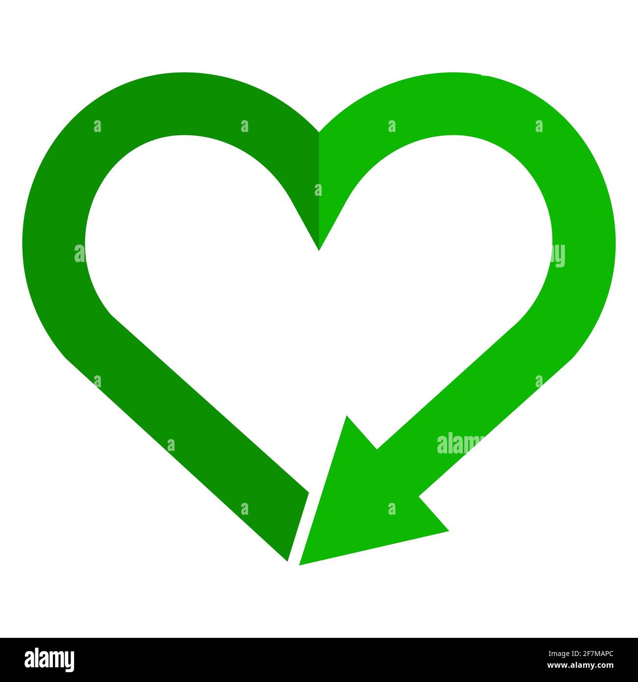 Recycling symbol in heart shape, reload sign, love earth color icon ...