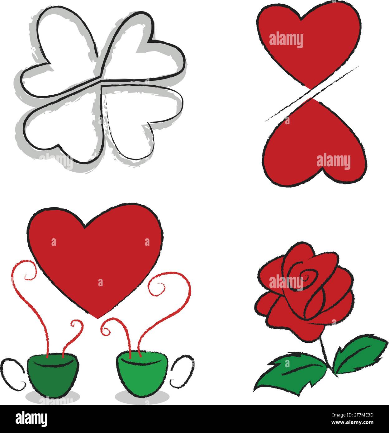 Valentine Icons vector Red heart illustration isolated on white ...