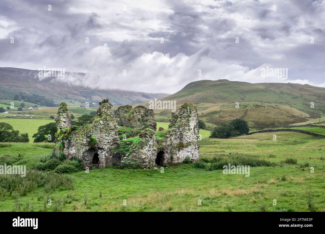 The ruined shell of medieval Lammerside Castle in the Eden Valley near Kirkby Stephen Cumbria UK Stock Photo