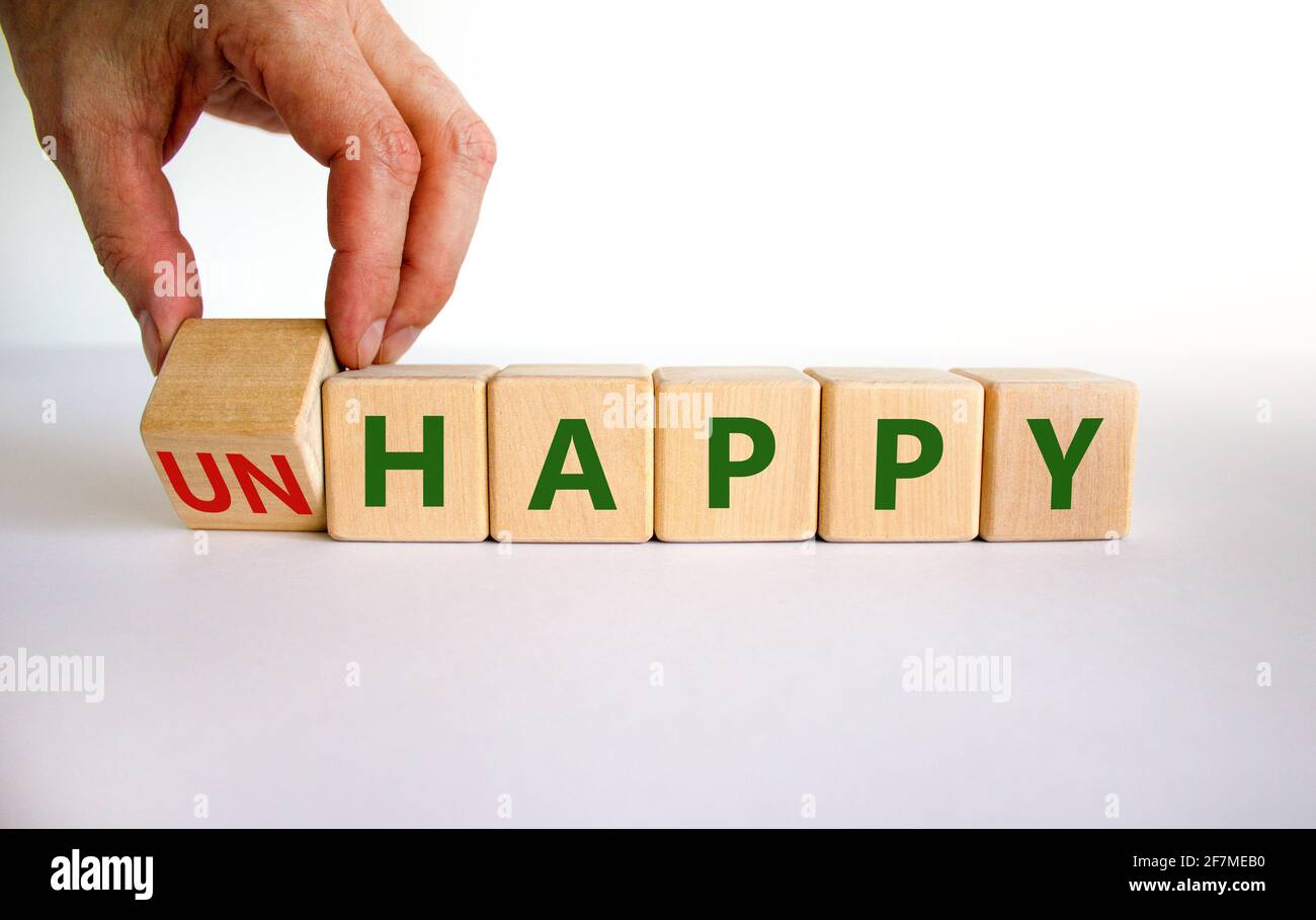 be-happy-do-not-unhappy-symbol-businessman-turns-the-wooden-cube-and