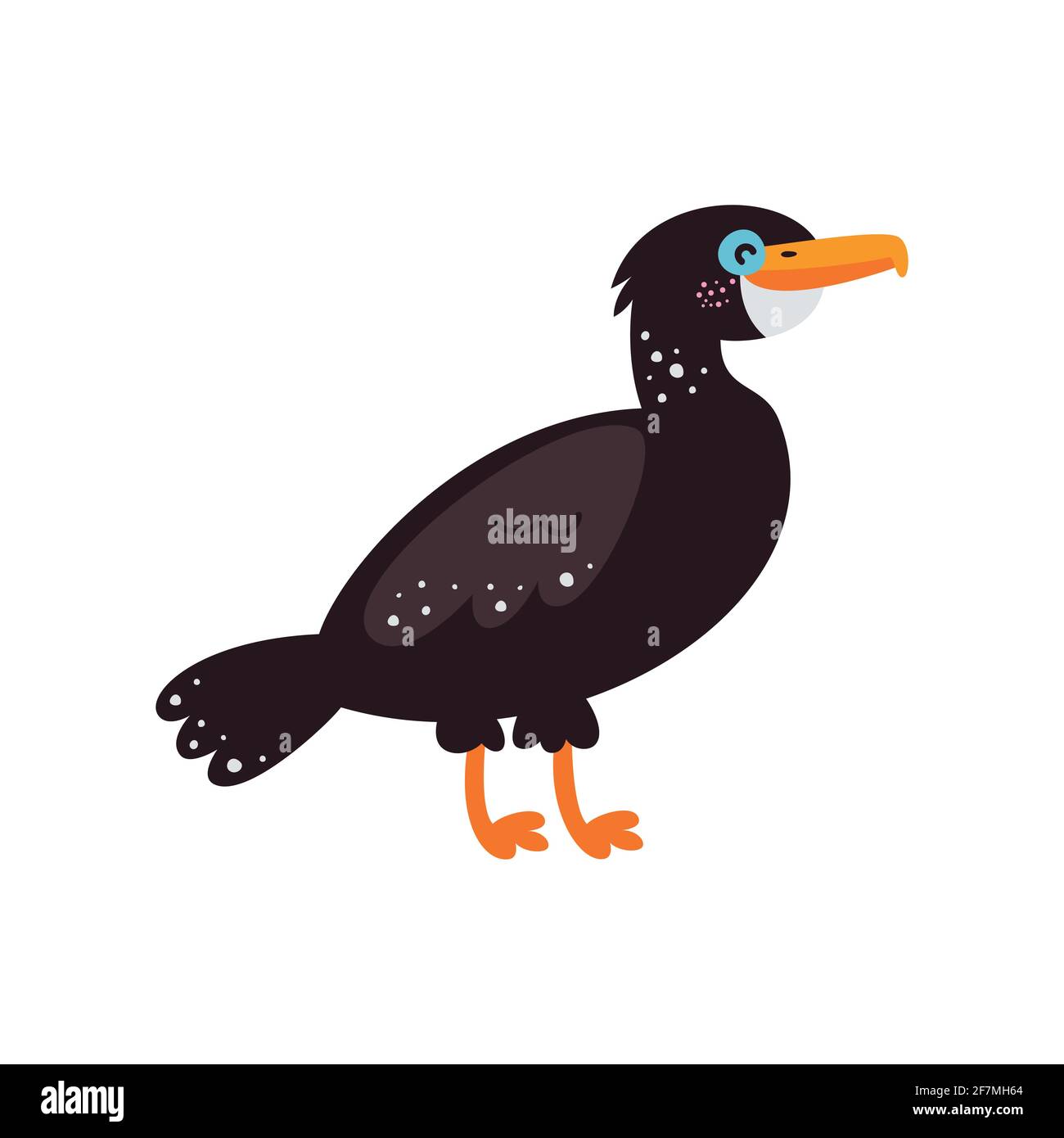 Vector illustration on white background, cormorant bird. Stock Vector