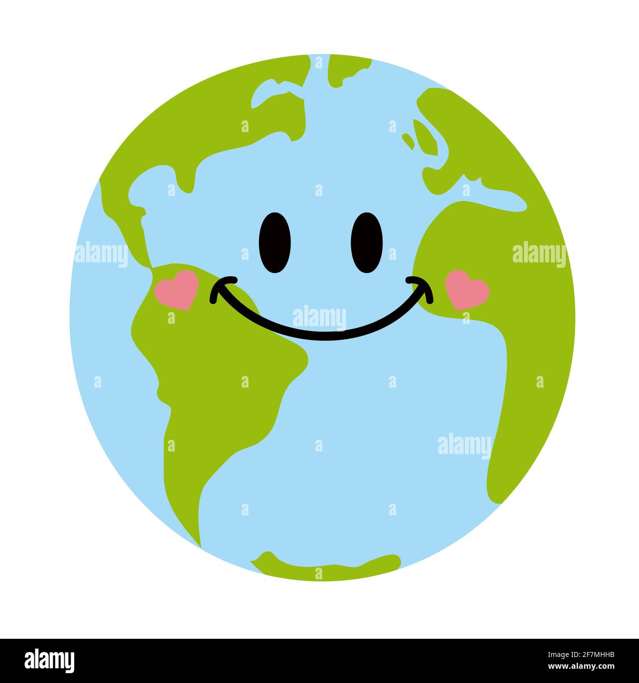 Cute smiling planet Earth. Isolated on white background Stock Photo - Alamy