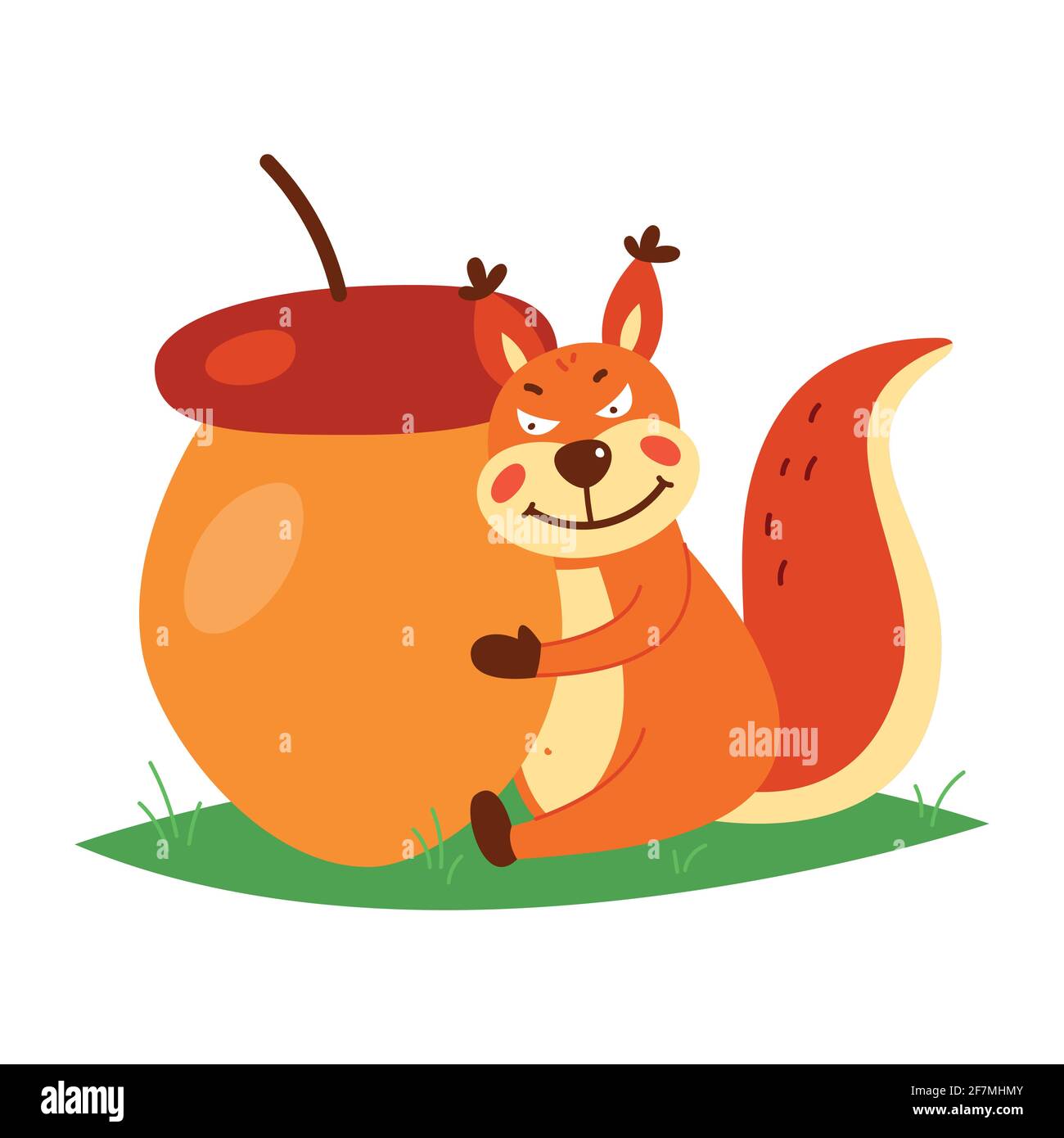Cute squirrel on a white background. Vector illustration. Stock Vector
