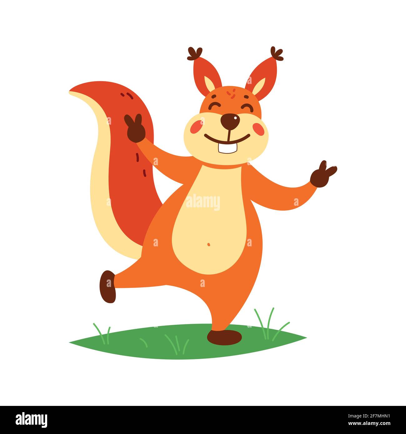 Cute squirrel on a white background. Vector illustration. Stock Vector