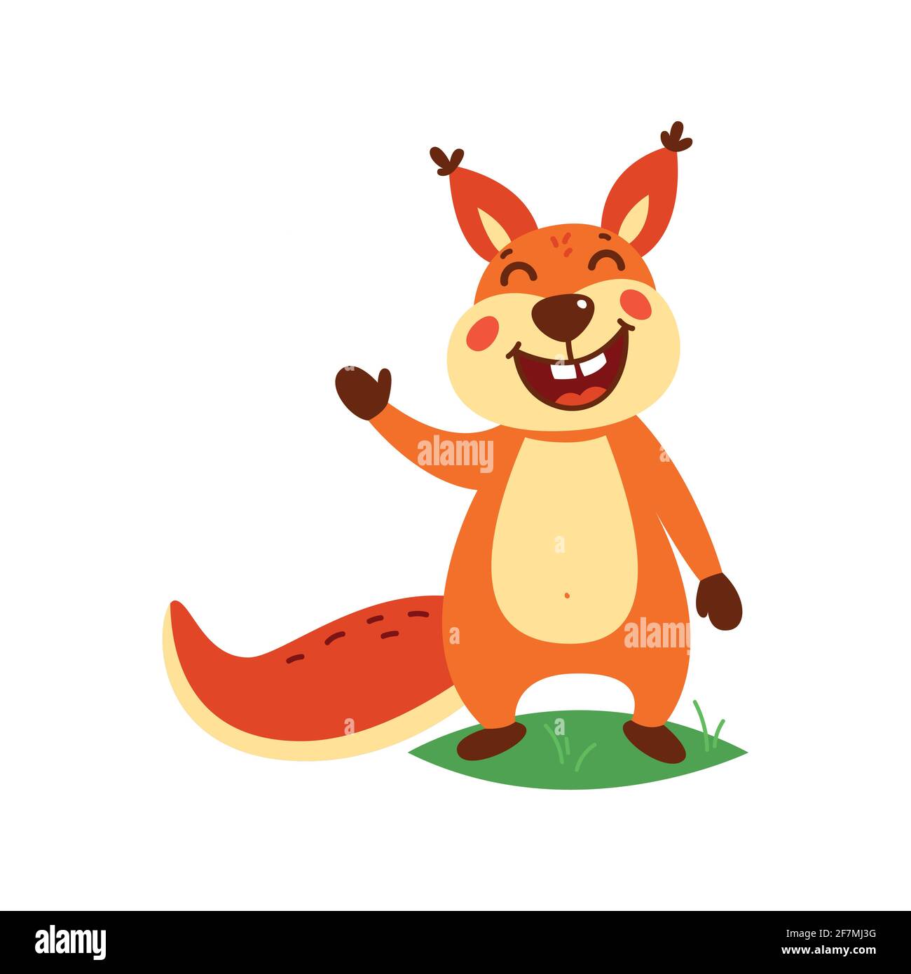 Cute squirrel on a white background. Vector illustration. Stock Vector