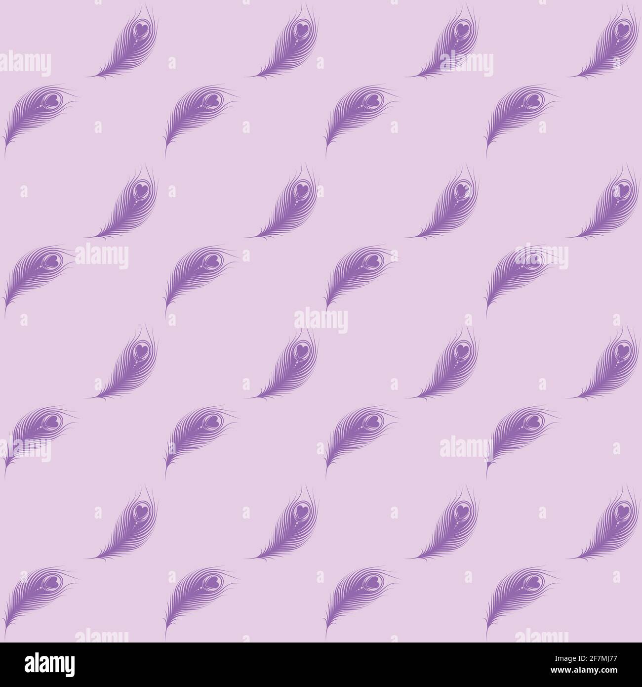 Peacock Feather Pattern vector design, heart feather pattern, easy to change color. Stock Vector