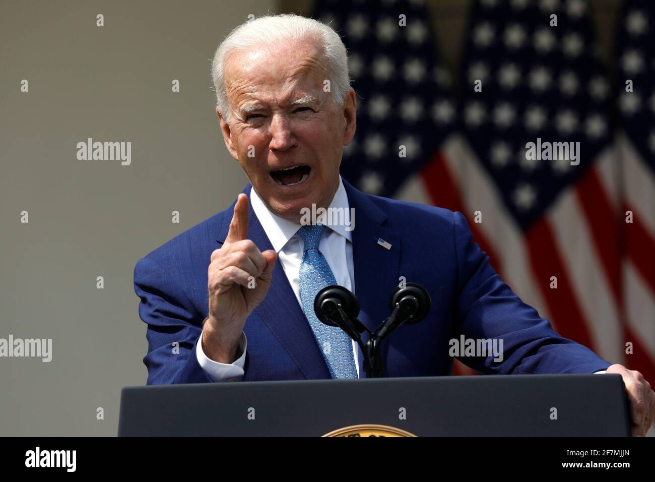U.S. President Joe Biden delivers remarks on gun violence prevention in the Rose Garden of the White House in Washington on April 8, 2021. Credit: Yuri Gripas/Pool via CNP /MediaPunch Stock Photo